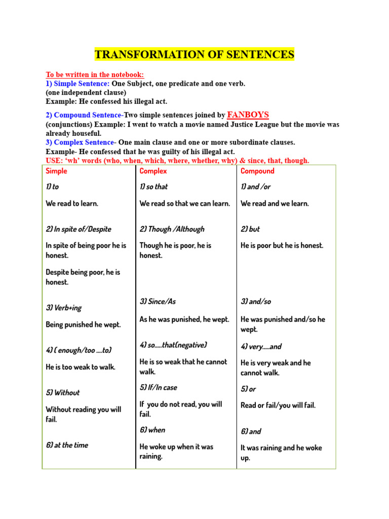 Transformation of Sentences | PDF | Clause | Semantics