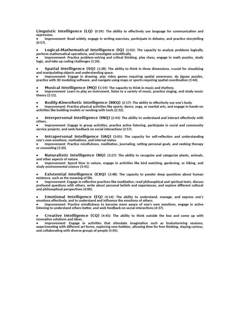Types of Intelligence | PDF | Intelligence | Cognitive Psychology