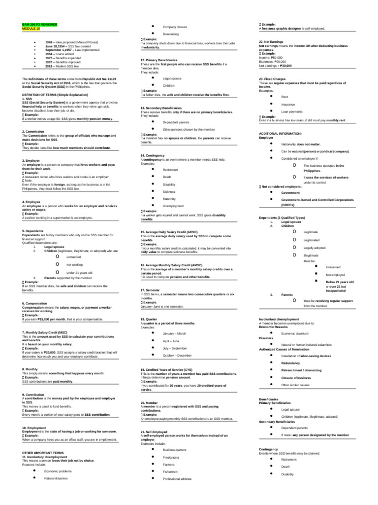 Bam 200 P3 Reviewer | PDF | Pension | Employment