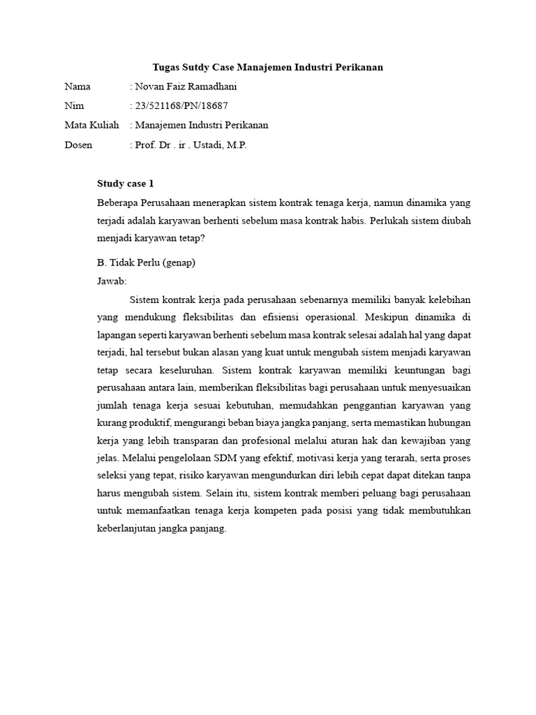 Tugas Study Case Mata Kuliah MIP | PDF