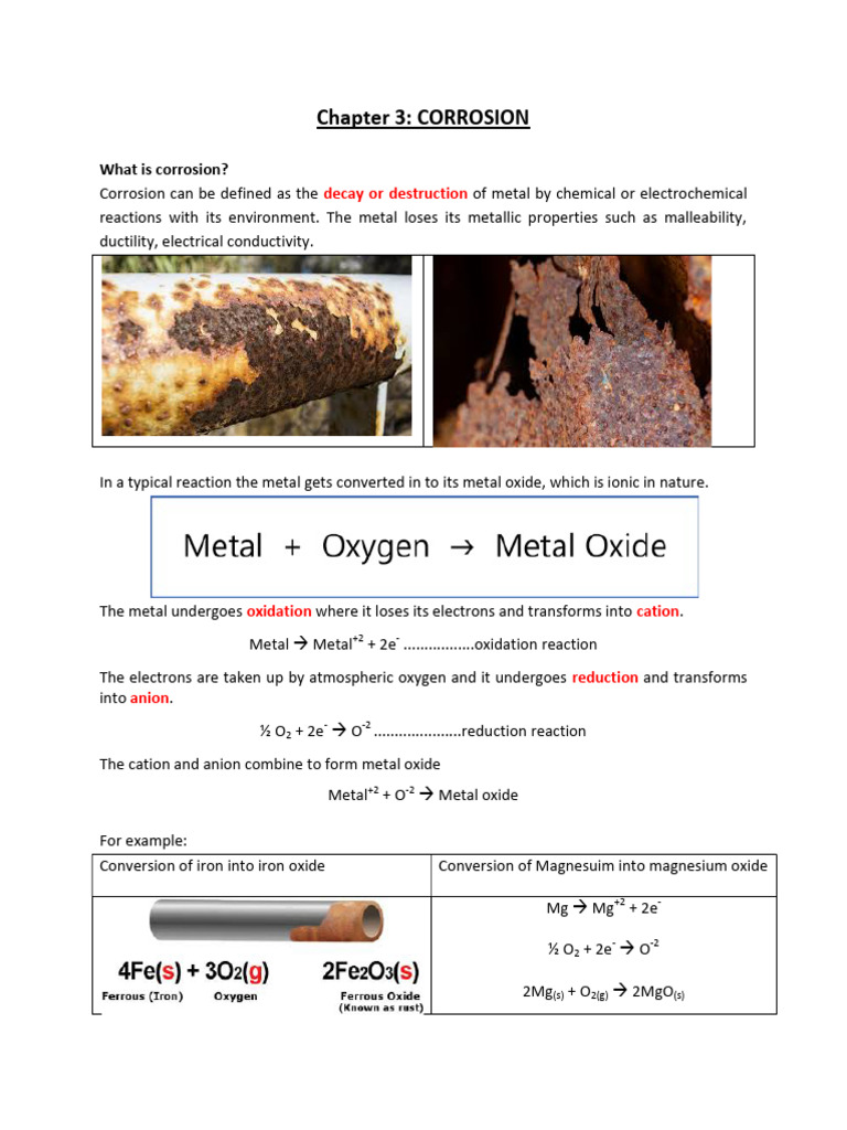 Chapter 3 Corrosion of Metals and Its Prevention | PDF | Corrosion ...