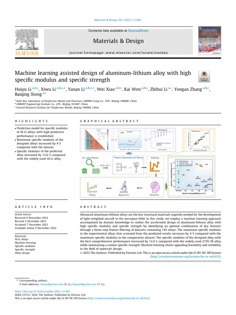 2023. Machine Learning Assisted Design of Aluminum-lithium Alloy With ...
