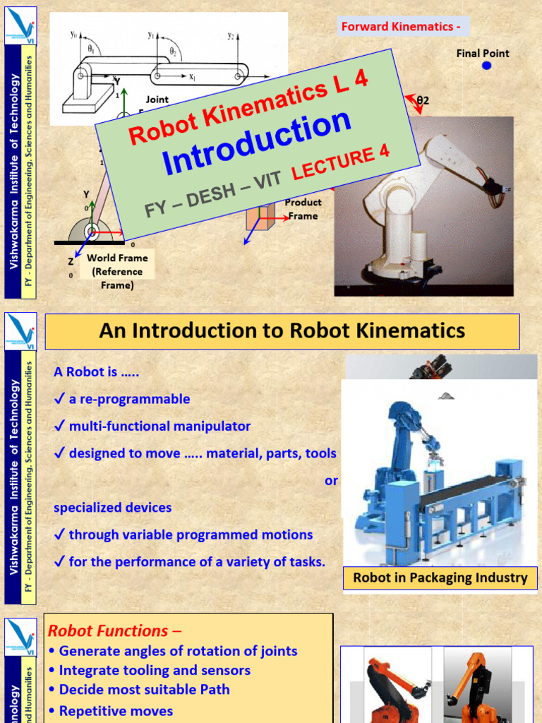 Robot Kinematics _lecture 4 | PDF | Kinematics | Rotation
