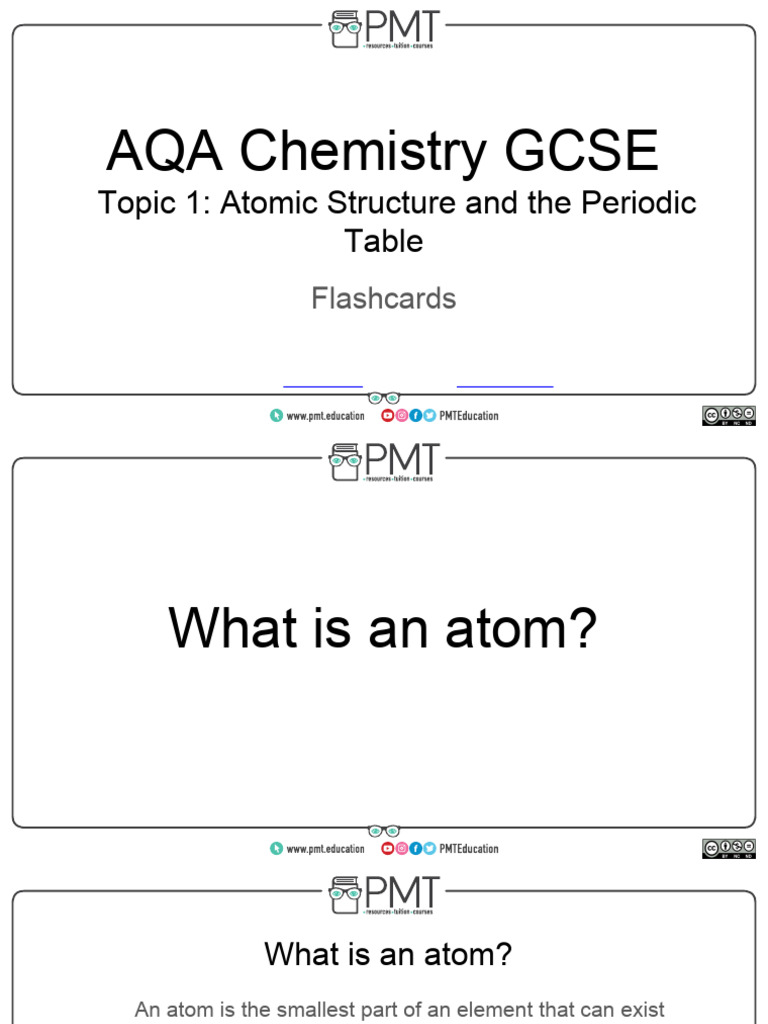 Flashcards - Topic 01 Atomic Structure and the Periodic Table - AQA ...