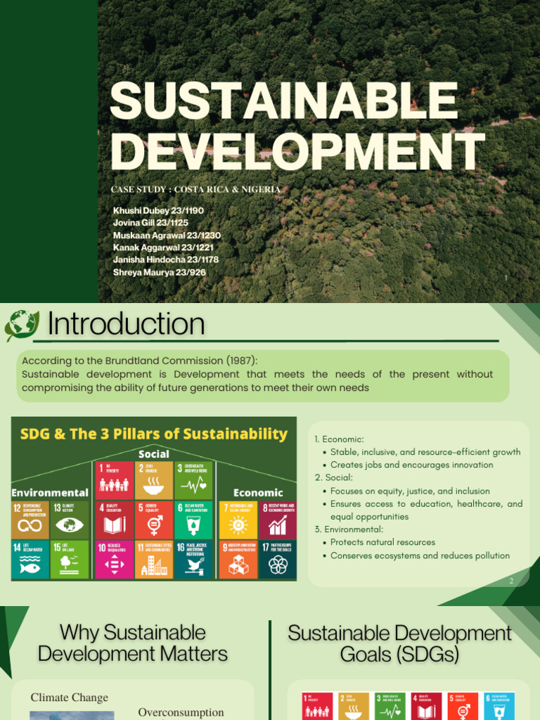 Sustainable Development Goals Sustainability Presentation in Dark Green ...