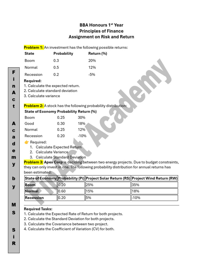 Assignment Risk Return H1 | PDF | Beta (Finance) | Standard Deviation