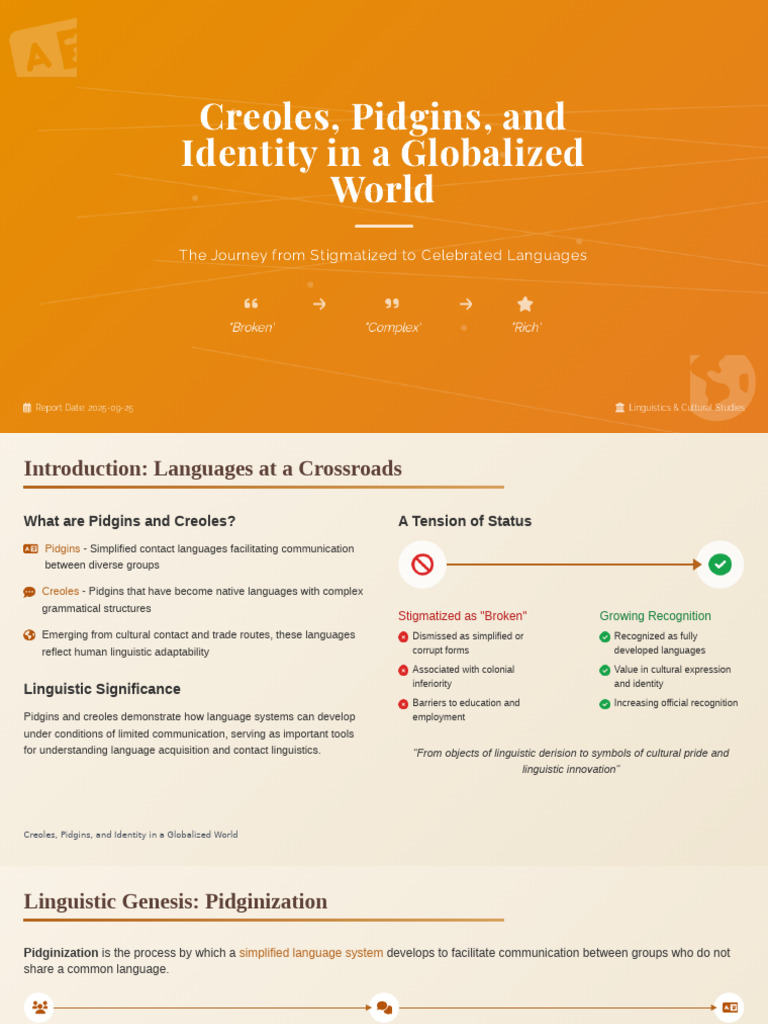 Creoles Pidgins and Identity in a Globalized World | PDF | Linguistics ...