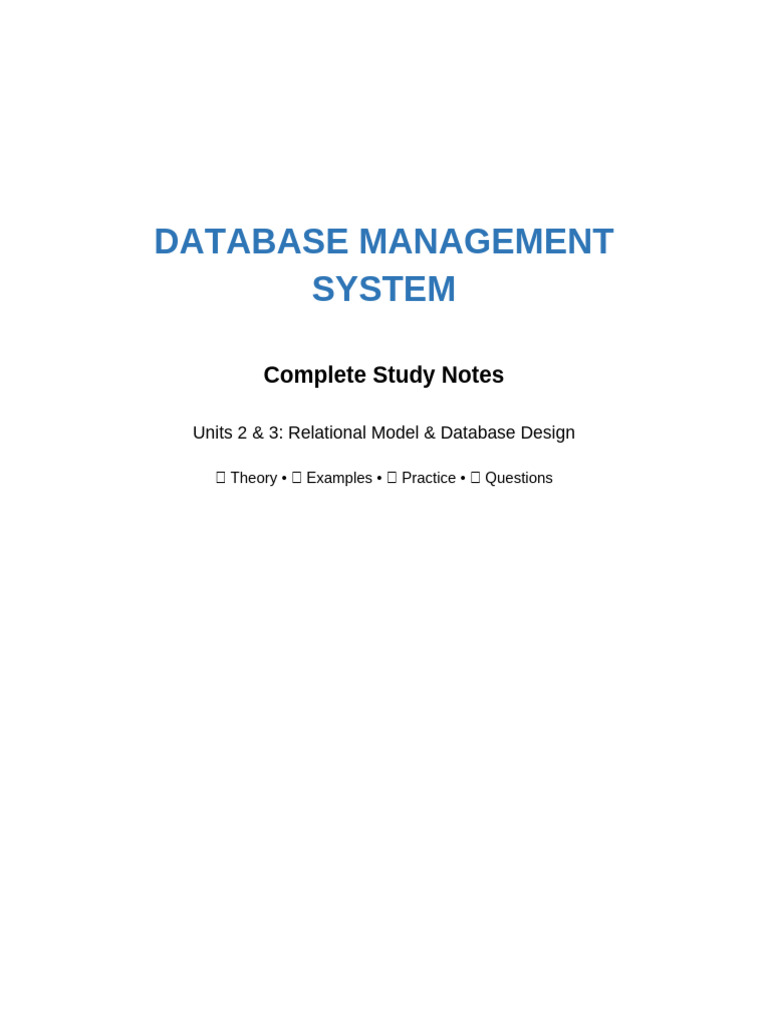 DBMS Complete Notes | PDF | Databases | Relational Model