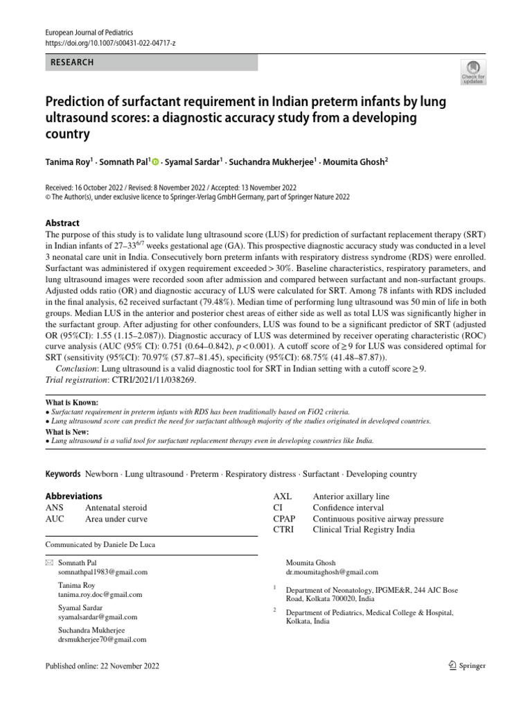Surfactant Score RDS and Use | PDF | Neonatal Intensive Care Unit ...
