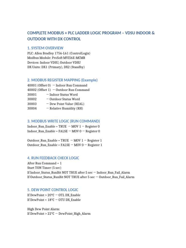 Complete Ready to Use Modbus Plc Logic Vdsu | PDF