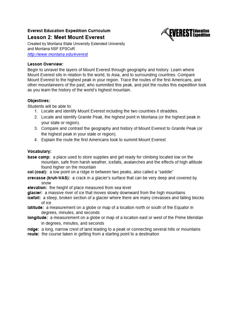 Lesson02 Meet Mount Everest | PDF | Mount Everest | Mountaineering