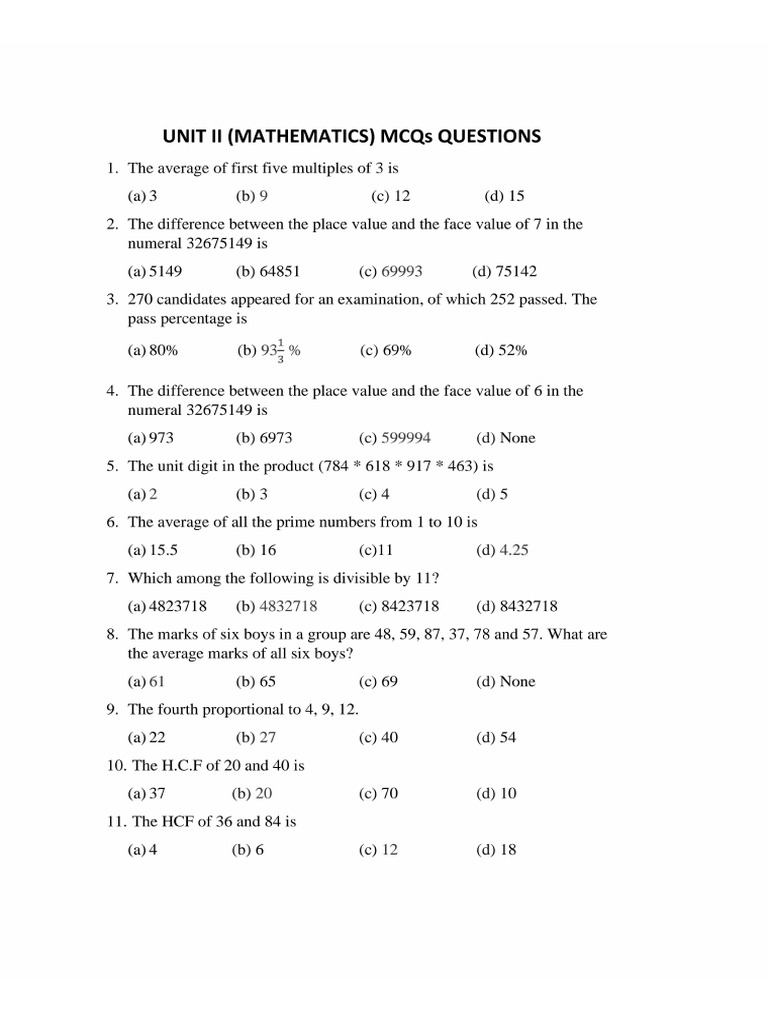 ES QB (Mathematics) | PDF