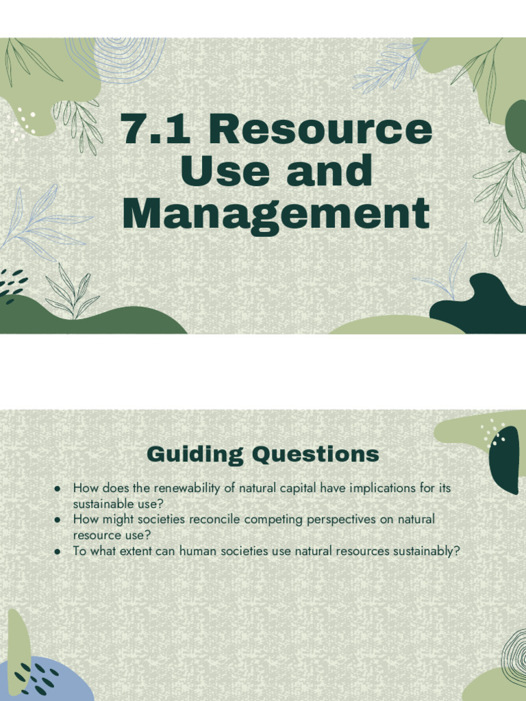 7.1 Resource Use and Management | PDF | Renewable Resources | Ecosystem
