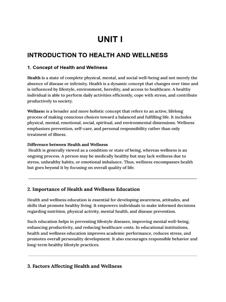 Complete Notes of Health and Wellness | PDF | Malnutrition | Physical ...