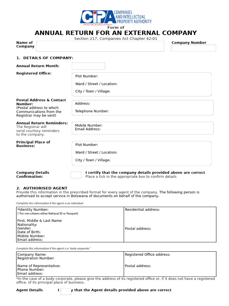Annual Return For An External Company | PDF | Shareholders