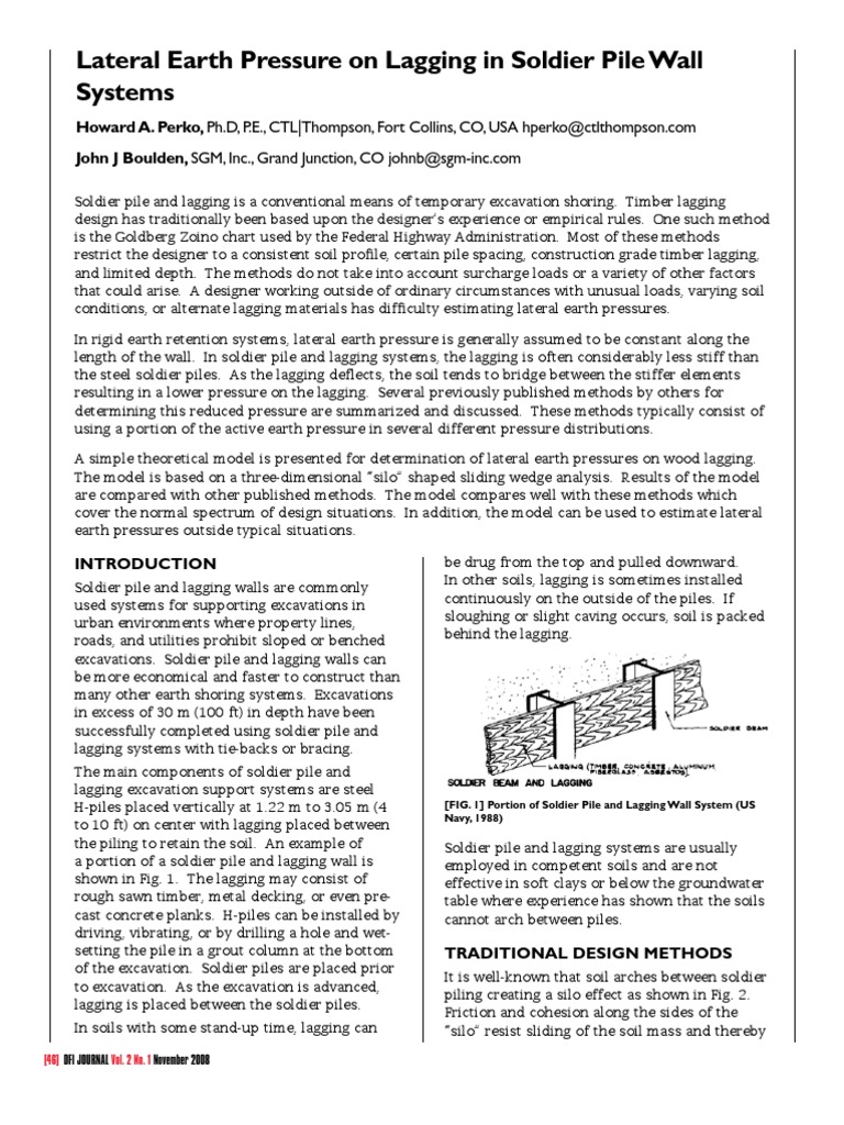 Timber Lagging Design for Excavations | PDF | Deep Foundation | Lumber