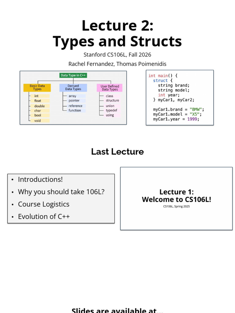 2025fall 02 TypesAndStructs | PDF | C++ | Computer Engineering