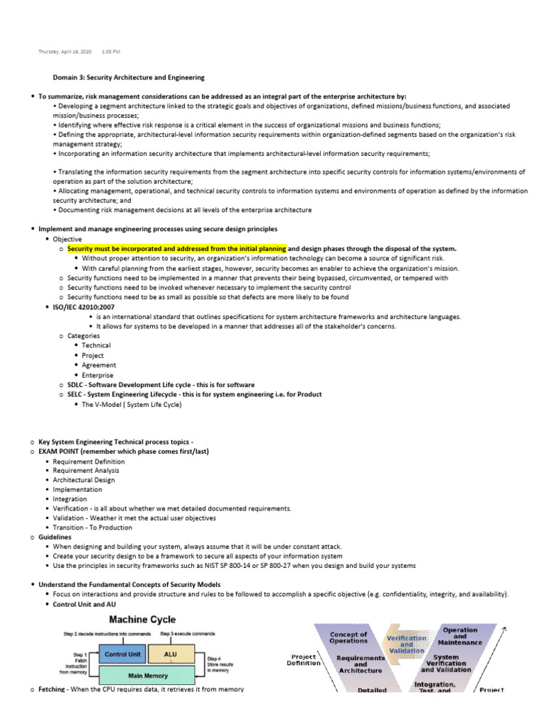 CISSP-Domain 3-Security Architecture and Engineering | PDF | Computer ...