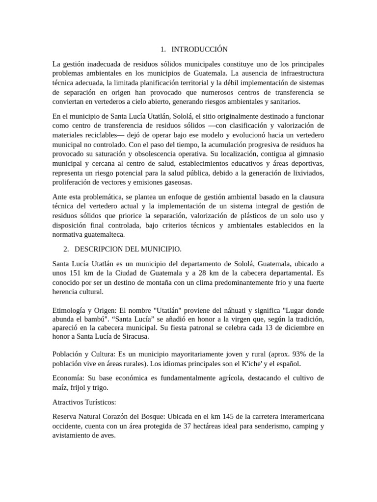 Plan de Gestion Utatlan. | PDF