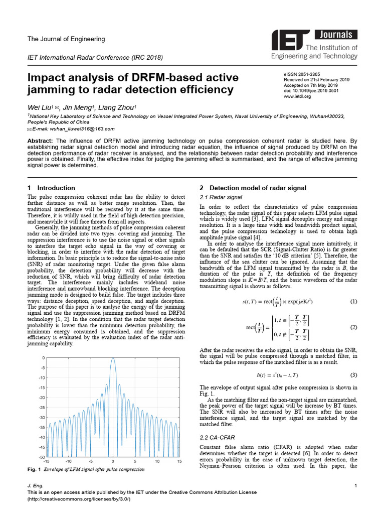 Impact Analysis of DRFM-based Active Jamming to Ra | PDF | Radar ...