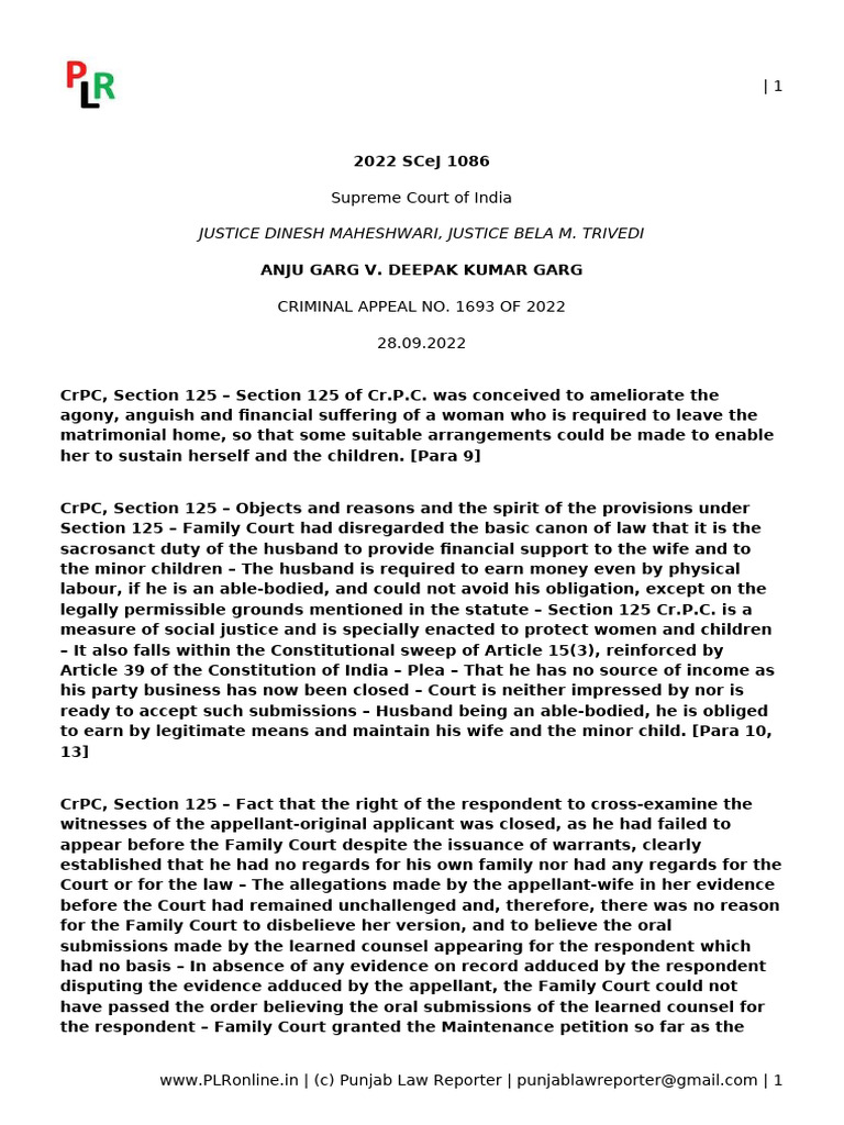 Anju Garg v. Deepak Kumar Garg, 2022 Scej 1086 | PDF | Witness | Appeal