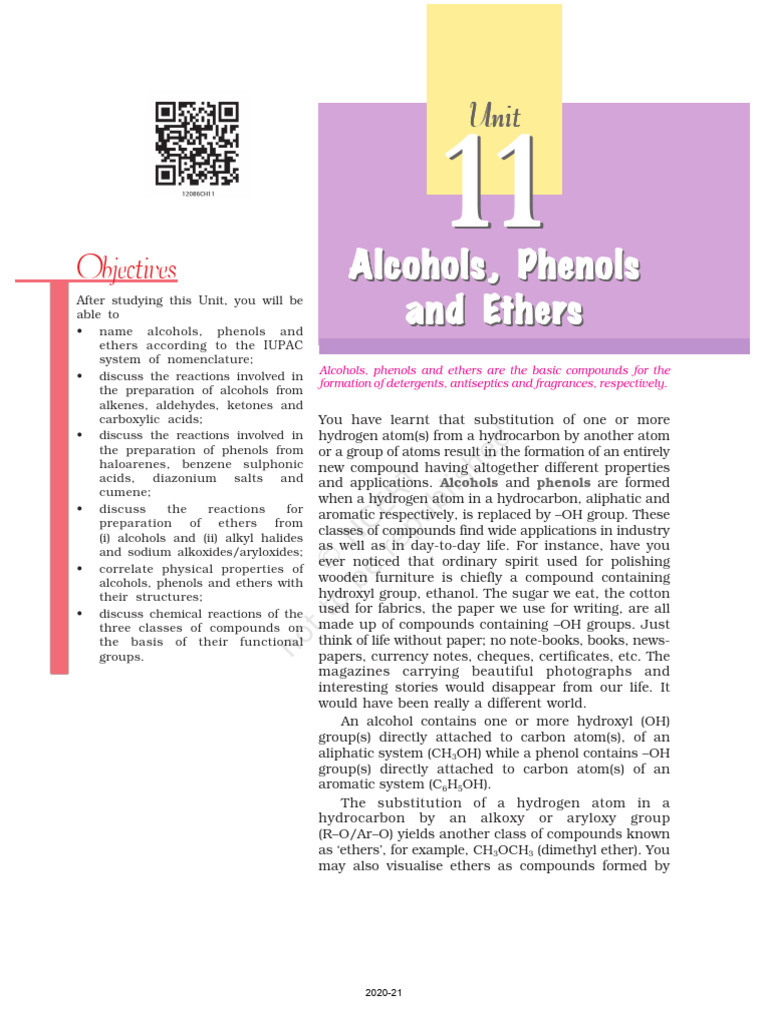 e Text - Alcohols Phenols and Ethers | PDF | Ether | Aldehyde