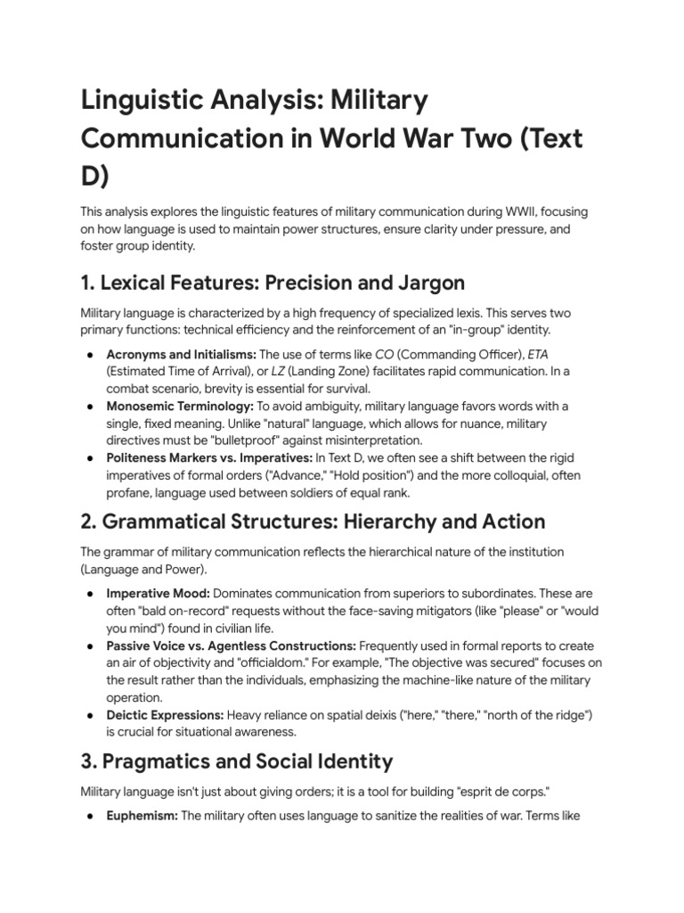 Analysis of Military Language (WWII) | PDF | Hierarchy | Communication