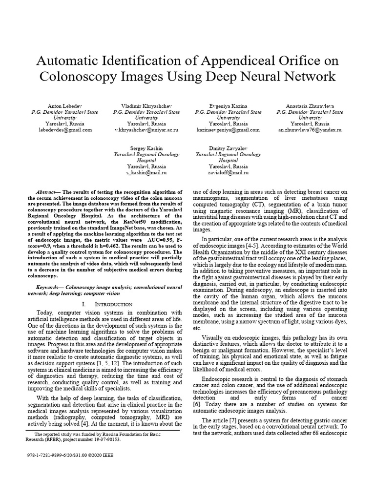 Automatic Identification of Appendiceal Orifice On Colonoscopy Images ...
