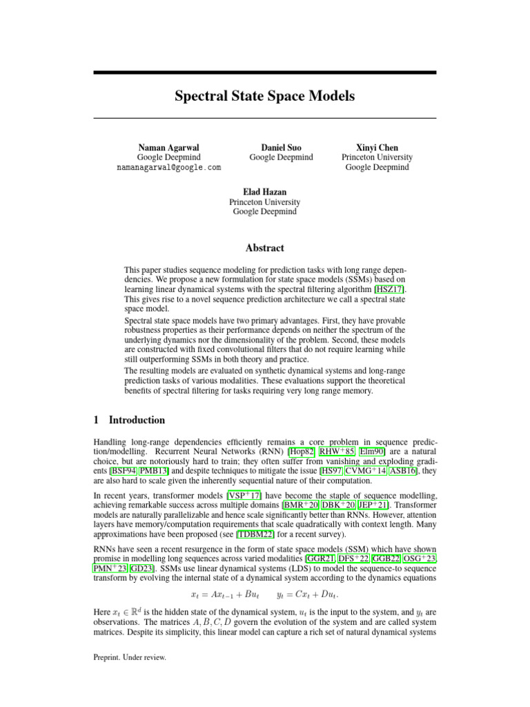 Spectral State Space Models202407 | PDF | Eigenvalues And Eigenvectors ...