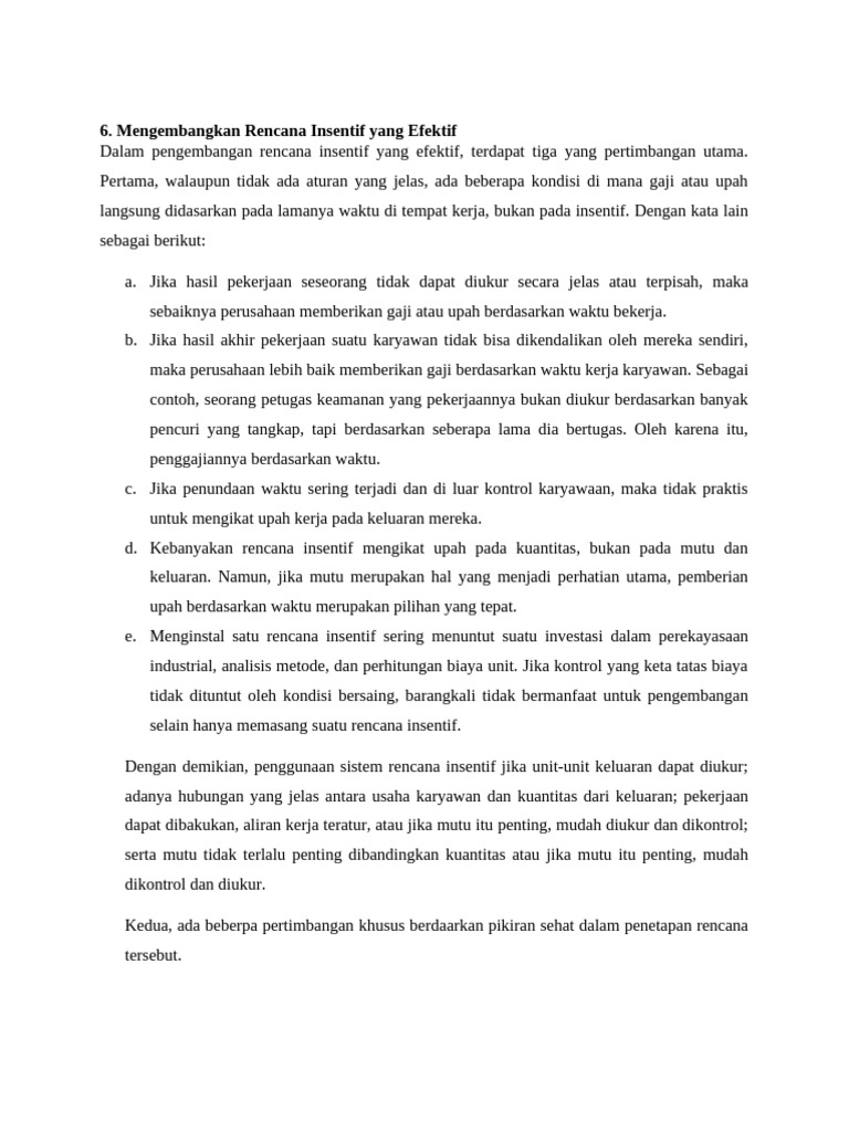 Rencana Insentif Yang Efektif + Hubungan Teori Dan Kasus | PDF