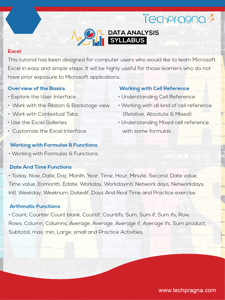 Data Analysis Course Contents - Excel, Adv Excel, VBA Macros, Tableau-1 ...