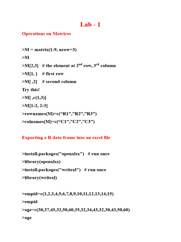 Lab - 1 - Importing and Exporting Data | PDF