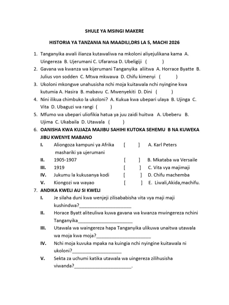 Shule Ya Msingi Makere PDF | PDF