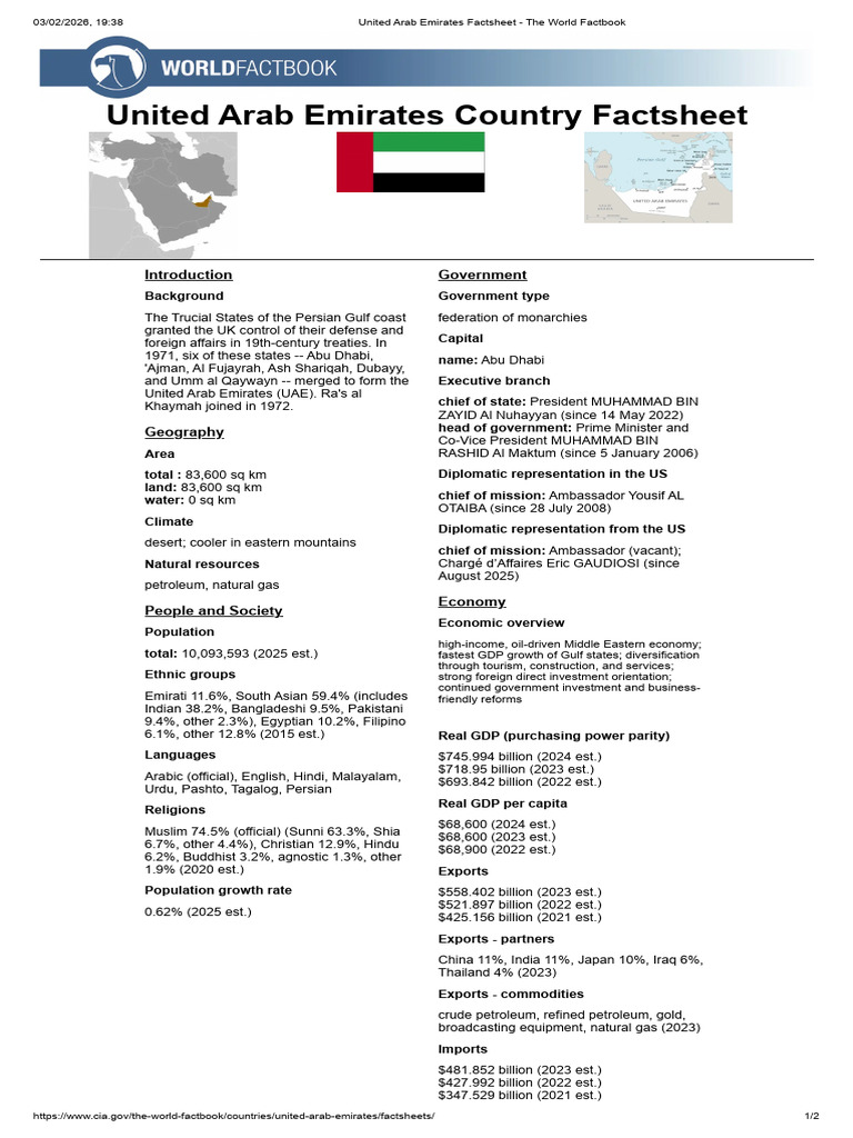 United Arab Emirates Factsheet - The World Factbook | PDF | United Arab ...