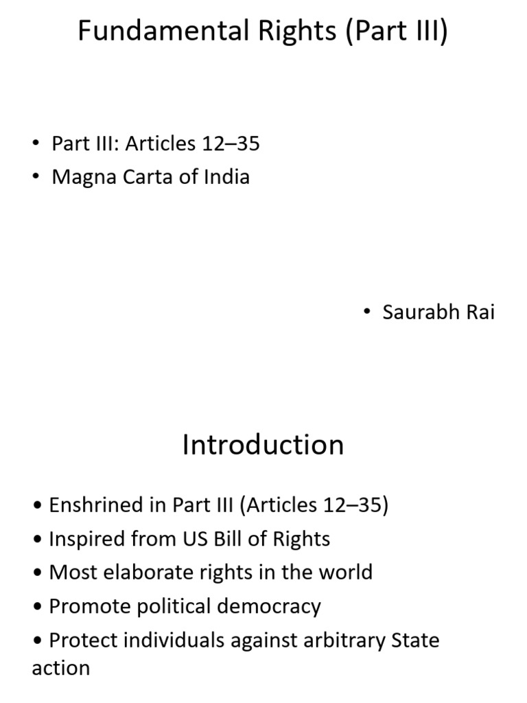 Fundamental Rights Detailed 35 Slides Final | PDF | Habeas Corpus ...