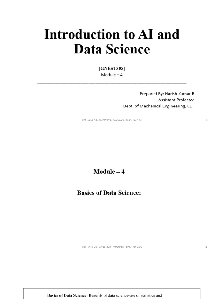 AI&DS Module 4 by Harish | PDF