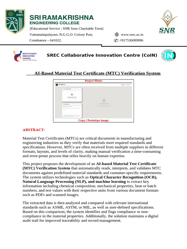 MTC Ai | PDF | Specification (Technical Standard) | Verification And ...
