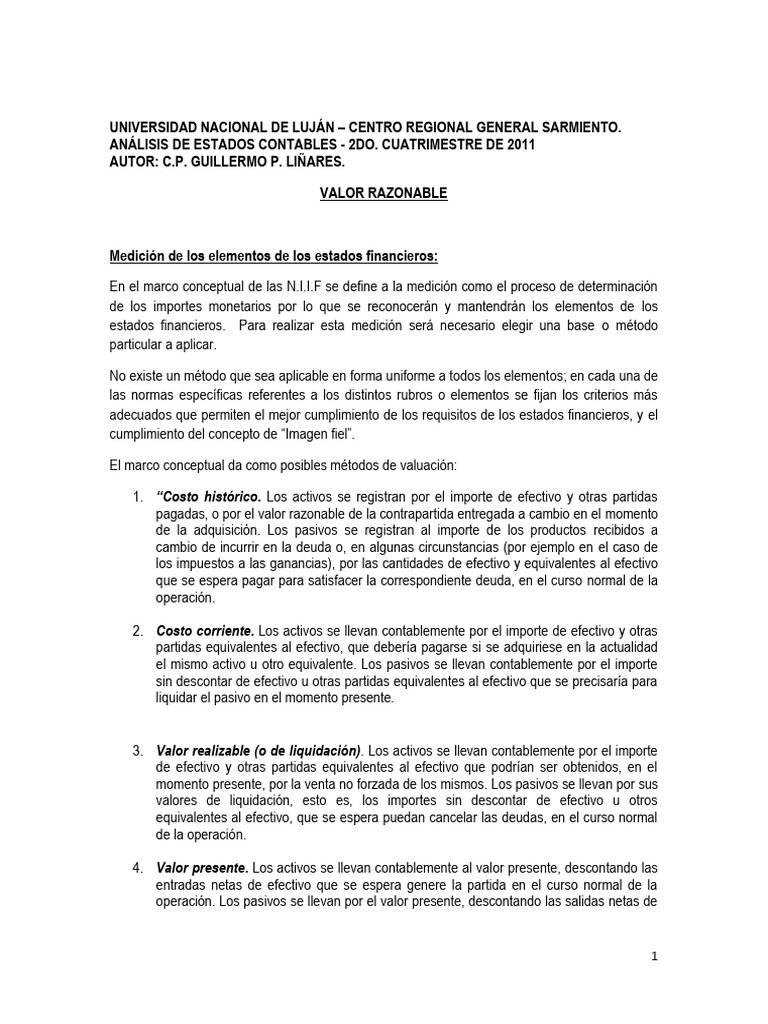 Definicion de Valor Razonable. 1 1 (2) | PDF | normas internacionales ...