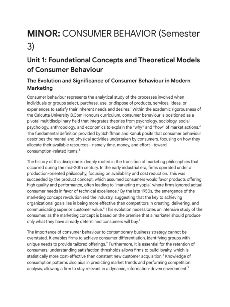 Consumer Behavior Notes For B.Com Hons | PDF | Consumer Behaviour ...