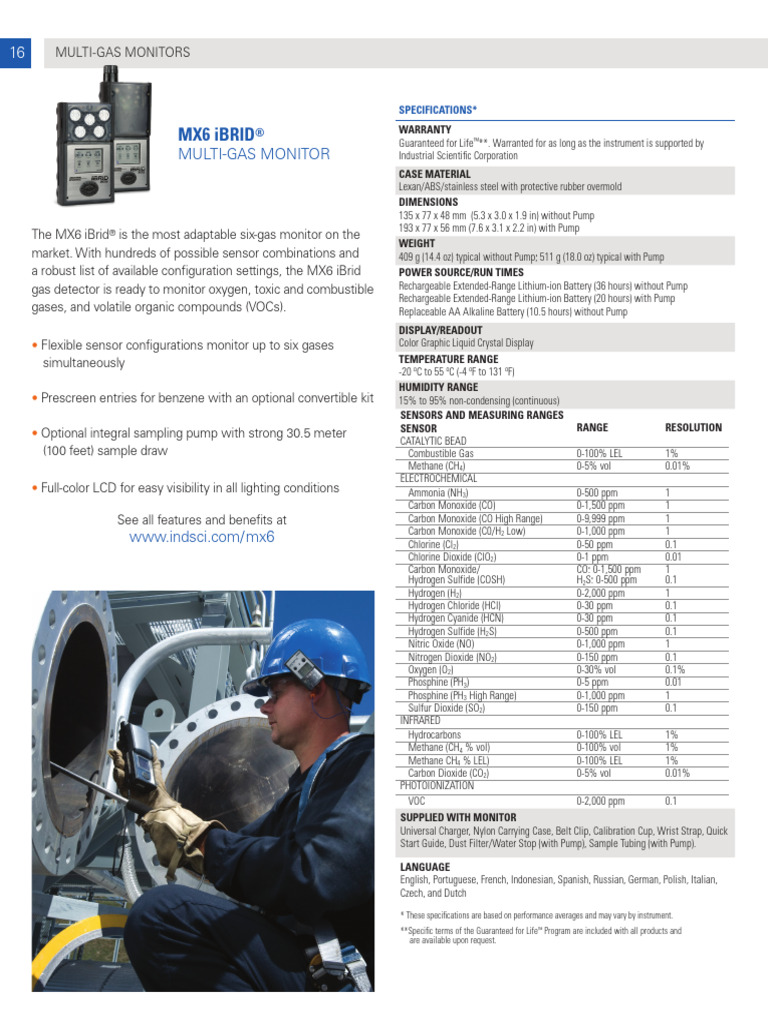 Brosur ISC Ibrid MX6 Portable Gas Detector | PDF | Oxide | Industrial Gases