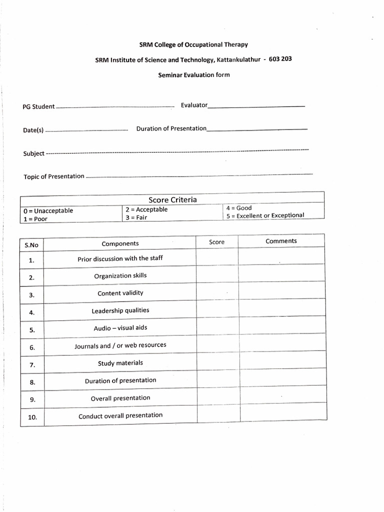 Topic Presentation Evaluation Form | PDF