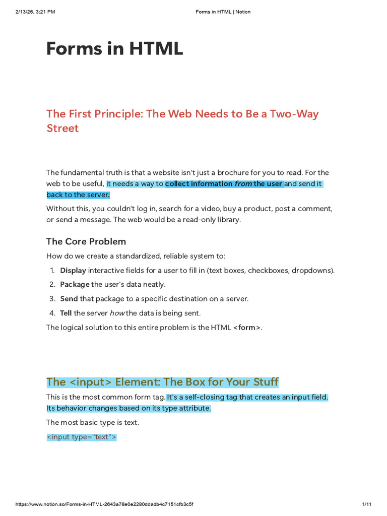 Forms in HTML - Notion 3 | PDF | Html | World Wide Web