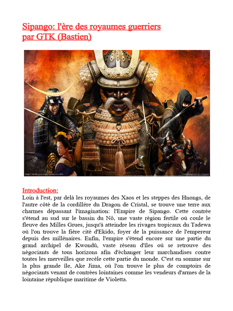 Sipango-L'ère-Des-Royaumes-Guerriers (Version Finale PDF | PDF ...