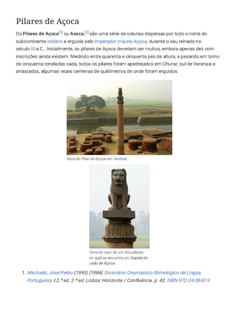 Pilares de Açoca - Wikipédia, A Enciclopédia Livre | PDF