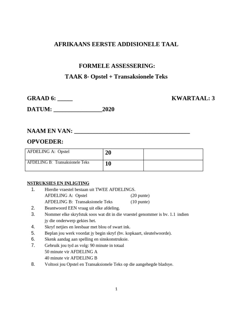 Skryf Toets | PDF