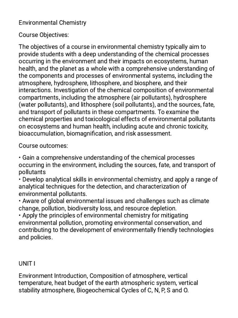 MDC Environmental Chemistry Unit IV | PDF | Biodegradation | Decomposition