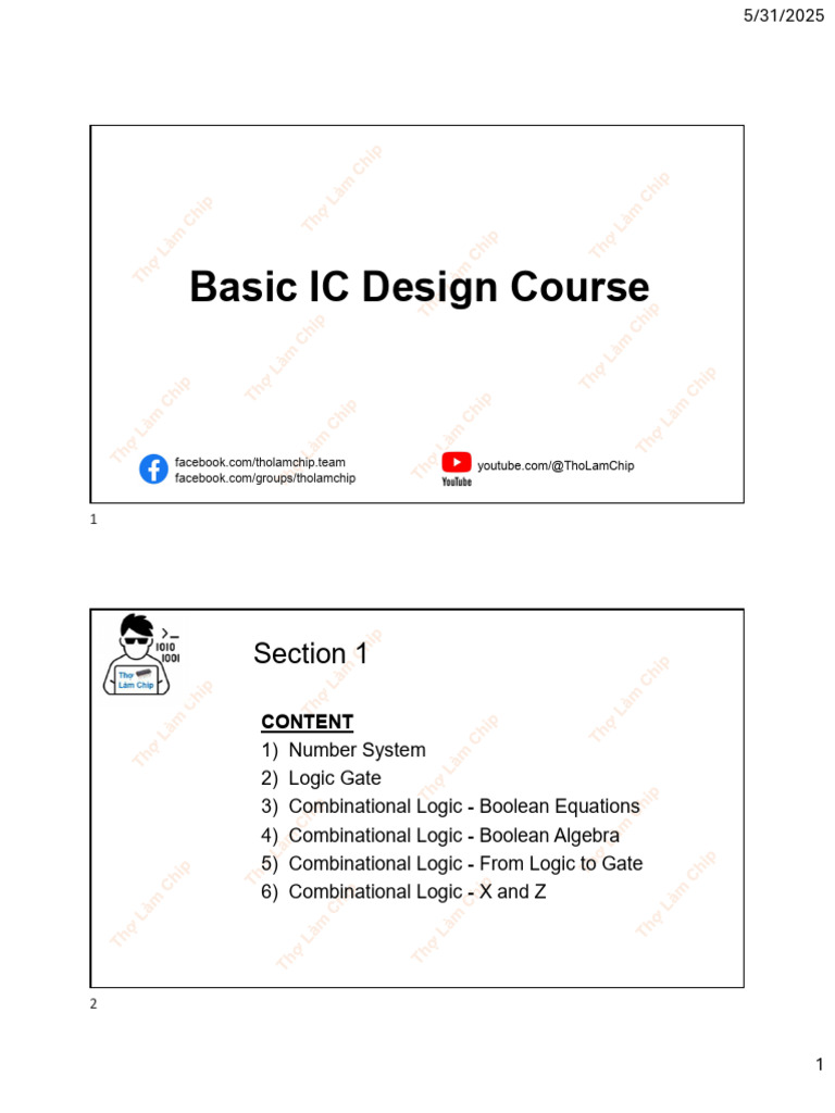Basic IC Design Course Lesson 1 | PDF | Logic Gate | Arithmetic