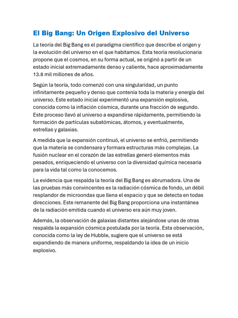El Big Bang | PDF | Universo | Big Bang