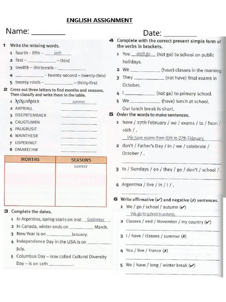 English Assignment Present Simple | PDF