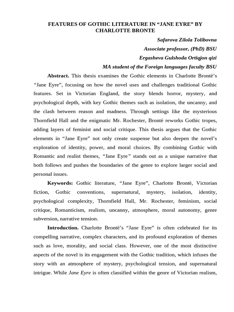 Features of Gothic Literature (6) | PDF | Gothic Fiction | Jane Eyre
